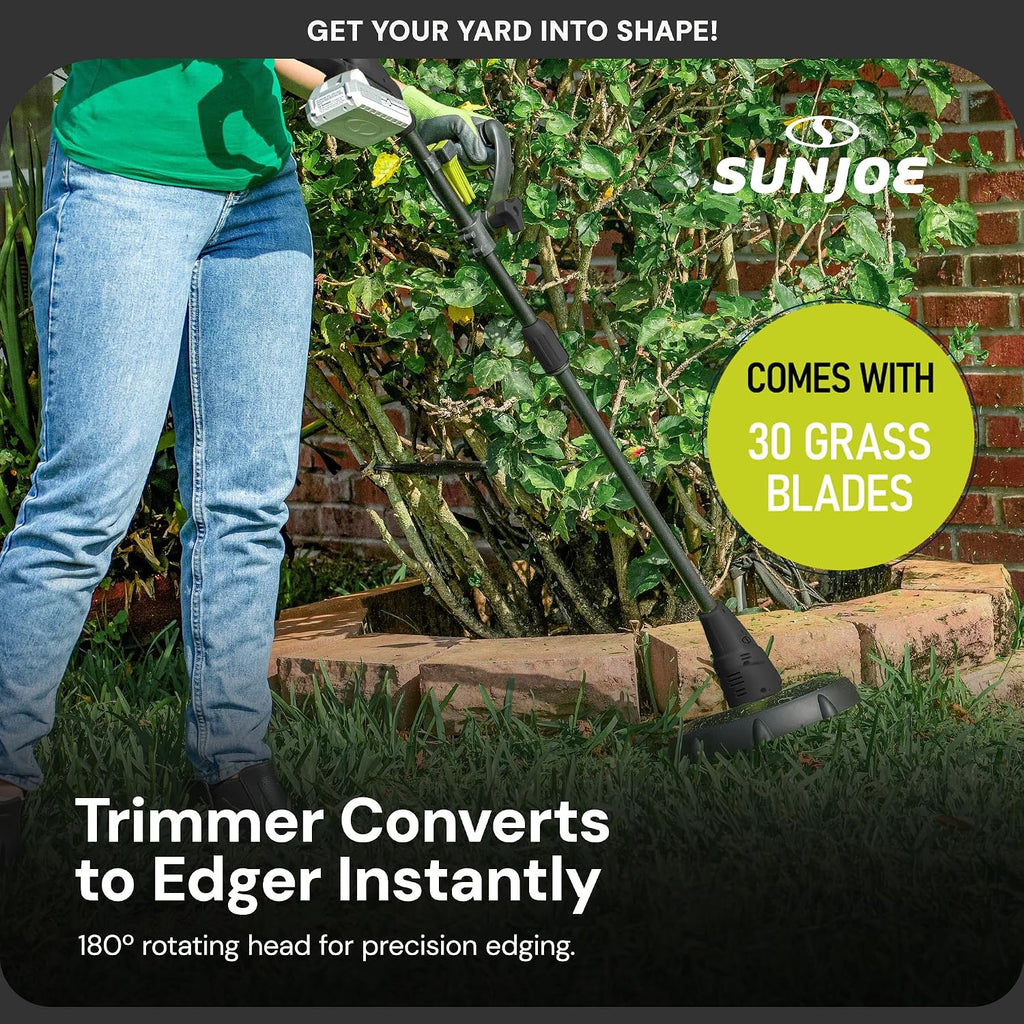 Sun Joe 24V IONMAX Cordless Leaf Blower, Grass and Hedge Trimmer Outdoor Garden Combo Power Tool Kit with Batteries and Charger, 24V-GT4MAX-LTE