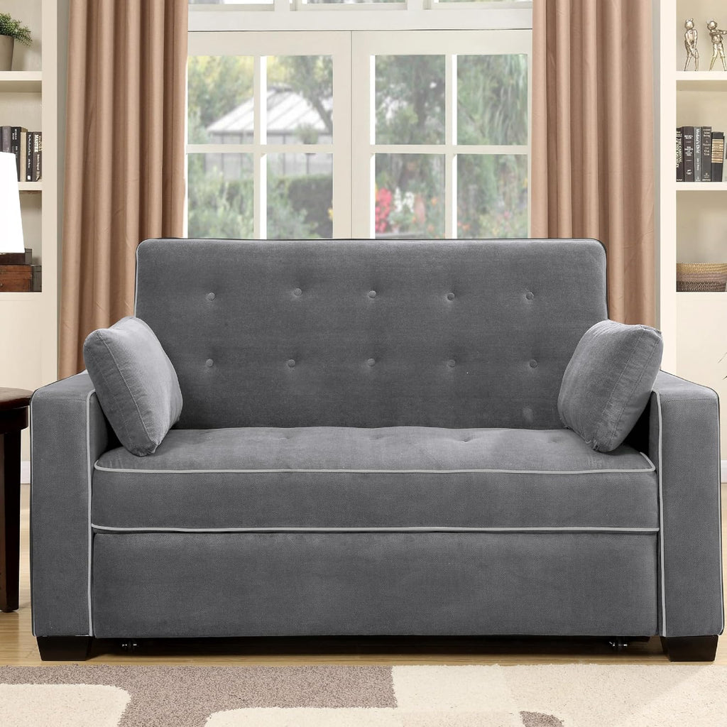 Serta Ainsley 72.6' Convertible Sleeper Sofa, Queen Size, Dreamcoil Comfort, Soft Woven Fabric, Charcoal