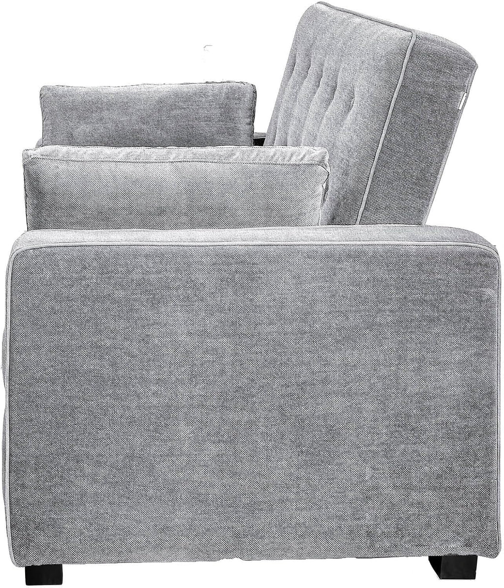 Serta Ainsley 72.6' Convertible Sleeper Sofa, Queen Size, Dreamcoil Comfort, Soft Woven Fabric, Light Grey