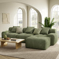 LIKIMIO LumiCord Modular Sectional Sofa with Ottoman, 118' L-Shaped Boneless Couch for Living Room, Oversized Deep Seat with Corduroy Upholstery, No Assembly Required, Olive Green