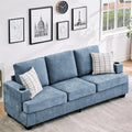 GarveeHome Modern 89 in 3-Seater Sofa for Living Room, Comfy Couches with Deep Seat, Chenille Couch with Cup Holders and Side Storage Pockets for Apartment Lounge, Blue