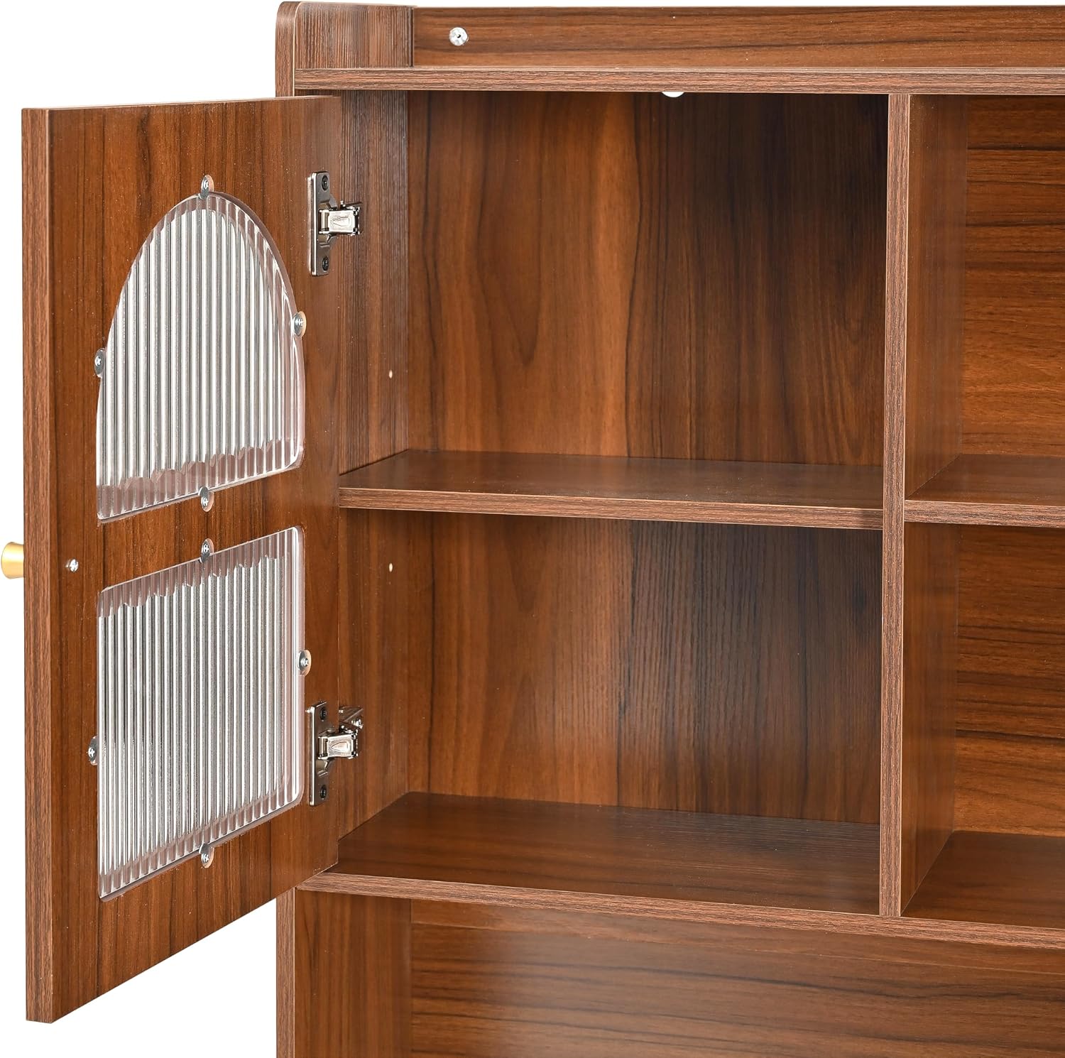 Bellemave Computer Desk with 90 Degree Rotating Desktop, 43x70 Inch Home Office Desk with Drawer and Storage Cabinets, Gaming Desk with Shelves, Writing Desk for Study (Walnut)