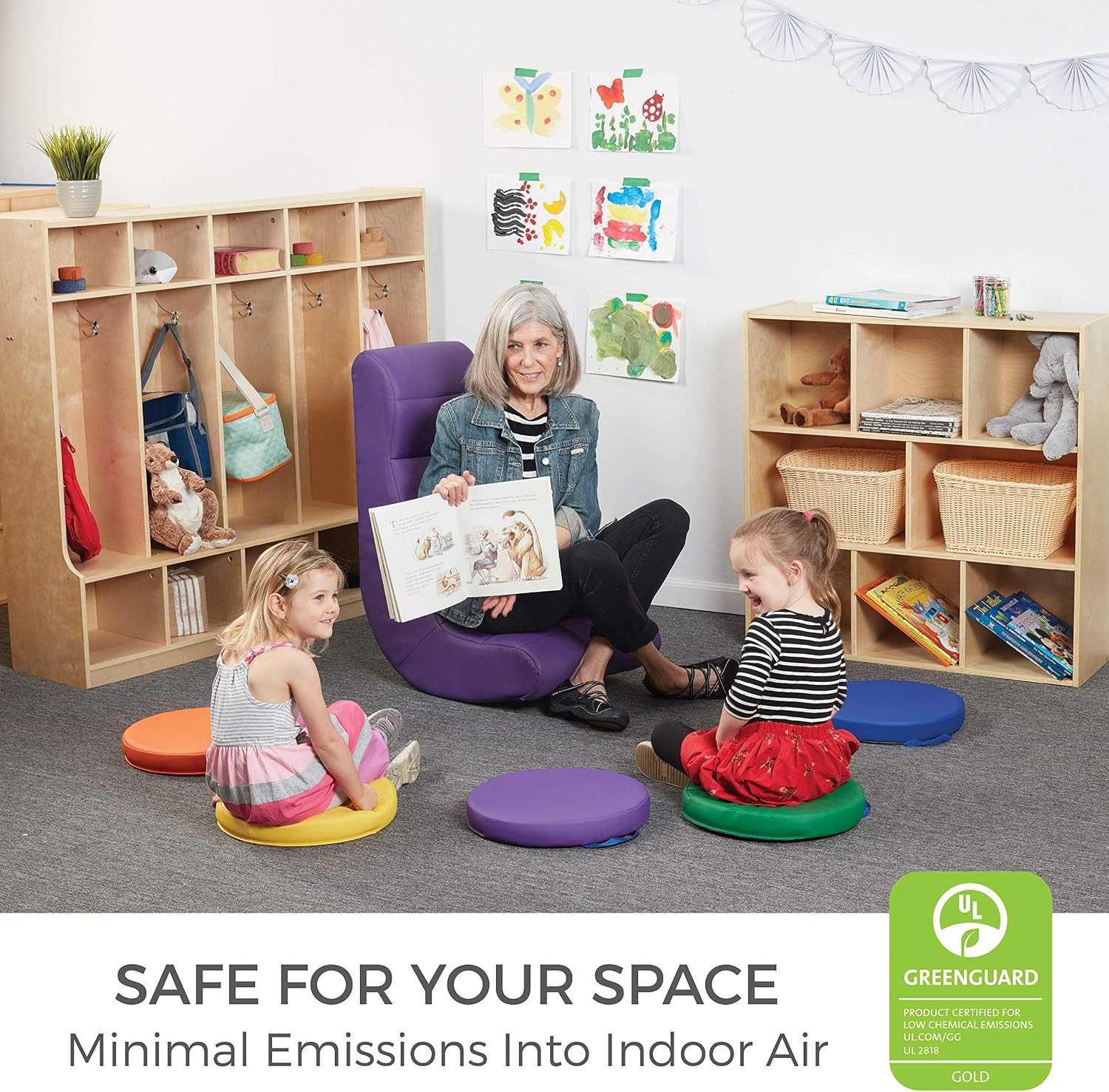 Factory Direct Partners Soft Ergonomic Horizontal Soft Floor Video Rocker - Cushioned Ground Chair Great for Reading, Gaming or Watching TV for Kids, Teens and Adults - Purple, 10498-PU