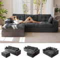 MAXYOYO 104' L Shaped Modular Sectional Sofa with Ottoman, Cloud Boneless Couch with Layered Cushion, Upholstered Sofa Flexible Module Combination for Living Room, No Assembly, Dark Grey