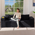 MAXYOYO 79' Oversized Boneless Loveseat Sofa Couch for Small Spaces, Mini Love Seat Floor Couch with Cup Holders and Pillows, 3-Seater Upholstered Cloud Couch for Bedroom, No Assembly Required