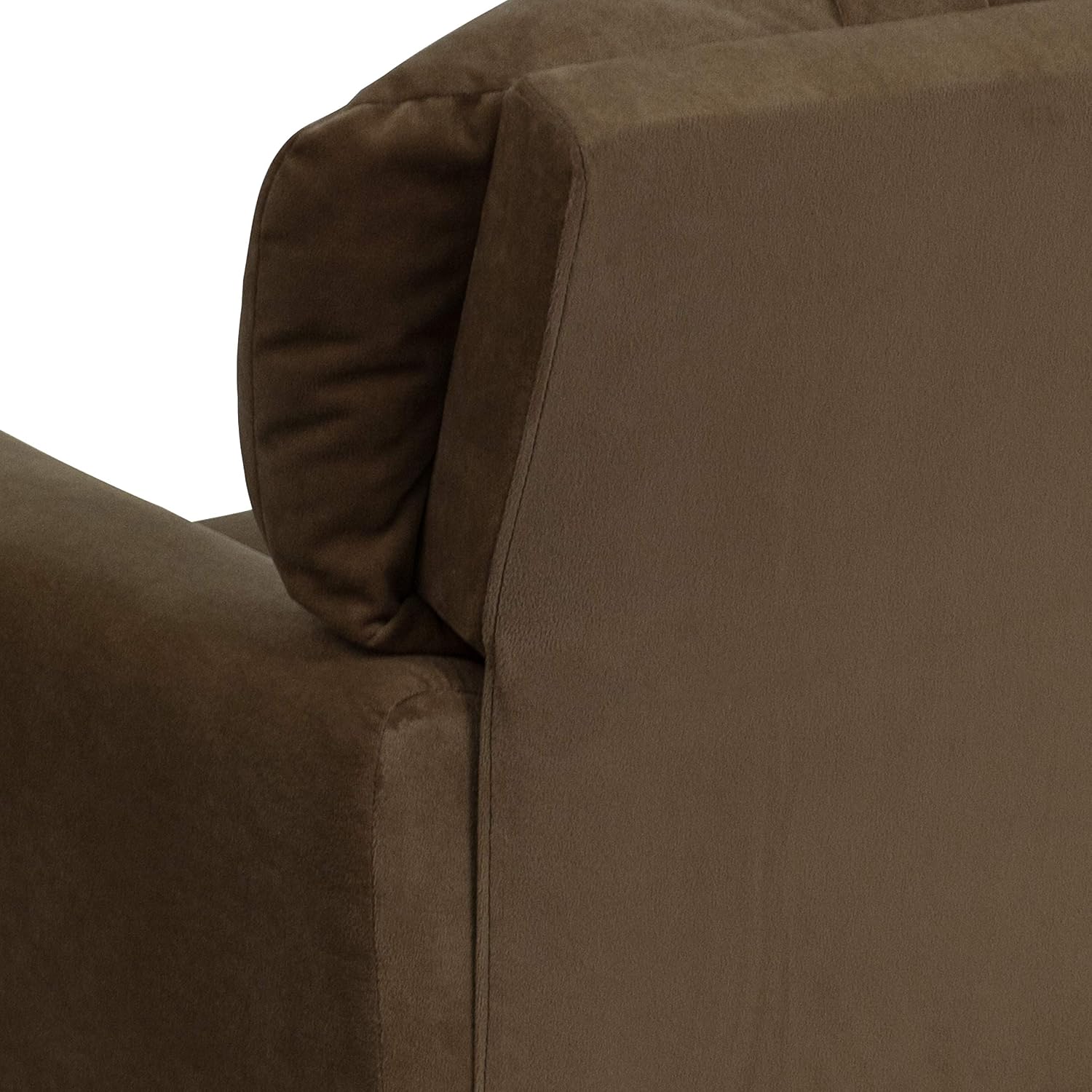 EMMA + OLIVER Brown Microfiber Kids Recliner with Cup Holder
