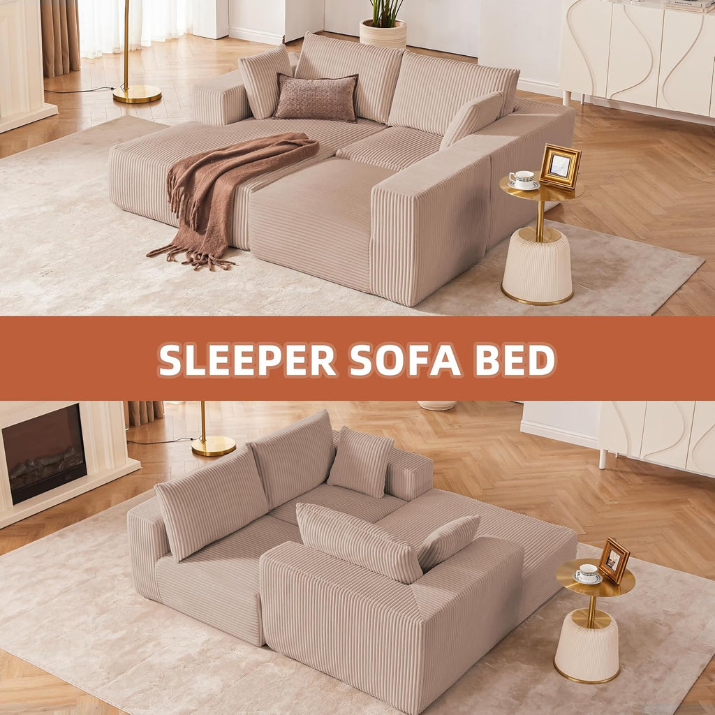 108' Modular Sectional Sofa, Cloud Sectional Couch with Deep Seat, Boneless Couches for Living Room Bedroom, Modern Modular L-Shape Sofa Couch with Chaise (Camel, Left Facing Chaise)