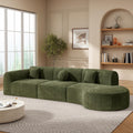 Merax 3-Piece 140' Sectional Modular Sofa Set, 4 Seat Curved Modern Cloud Couch with Chaise Lounge, 3 Pillows, Fully Assembled High-Density Compressed Sponge for Living Room, Green