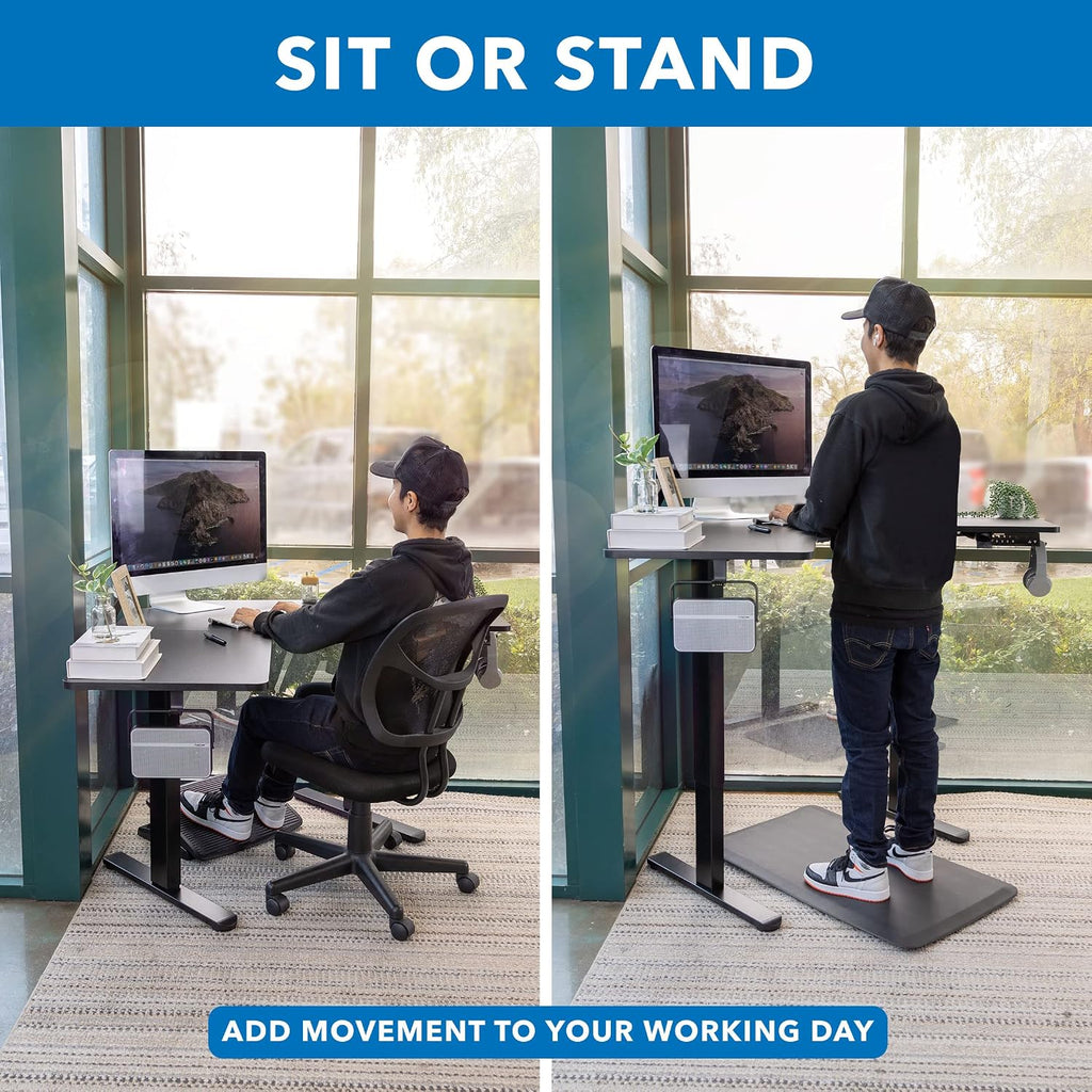 Mount-It! Electric L-Shaped Standing Desk, Dual Motor Height Adjustable Corner Sit-Stand Workstation for Small Spaces, Digital LED Control Panel with 3 Memory Presets, 176 lb Capacity, Black