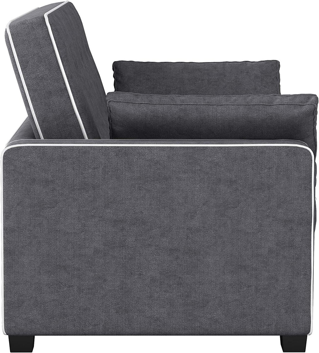 Serta Ainsley 72.6' Convertible Sleeper Sofa, Queen Size, Dreamcoil Comfort, Soft Woven Fabric, Charcoal