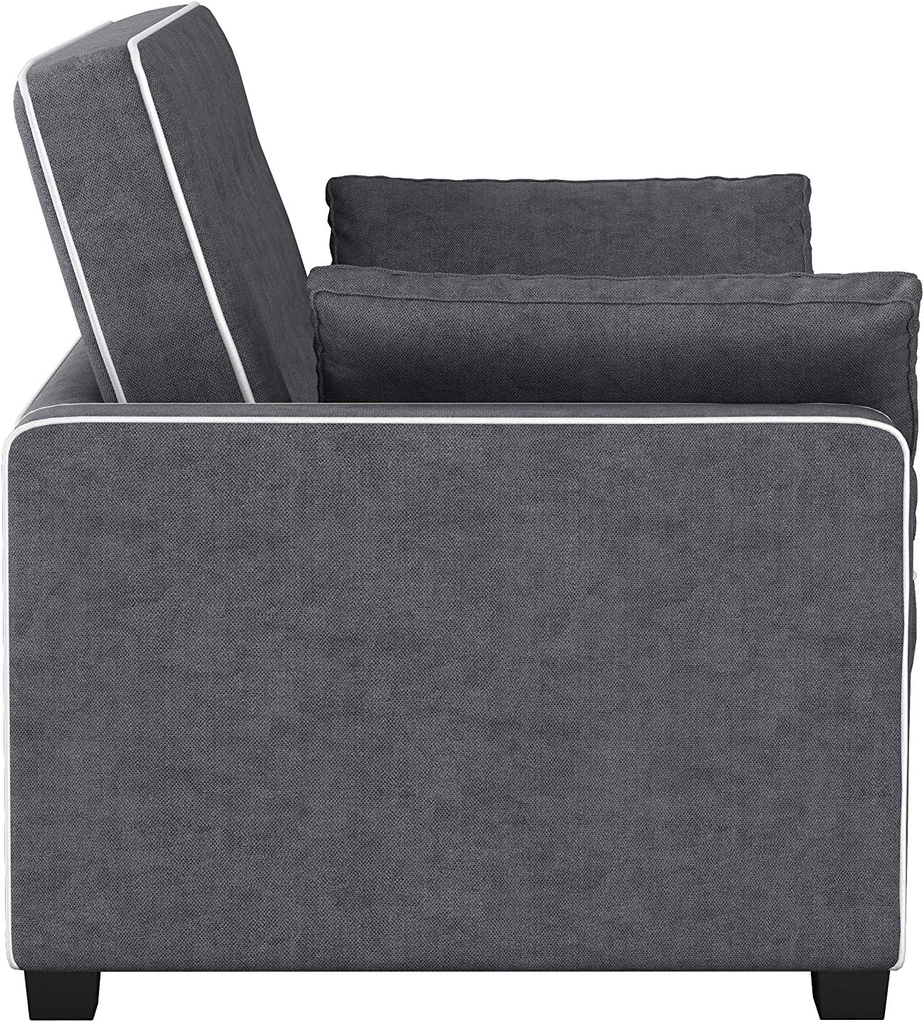 Serta Ainsley 72.6' Convertible Sleeper Sofa, Queen Size, Dreamcoil Comfort, Soft Woven Fabric, Charcoal