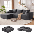MANGODAN 110' Cloud Sectional Couch, Boneless Sofa for Living Room, Modular Sectional Sofa with Deep Seat, Comfy Fluffy Couch with L-Shaped Chaise, No Assembly Required (Left-Facing Chaise, Dark Grey)