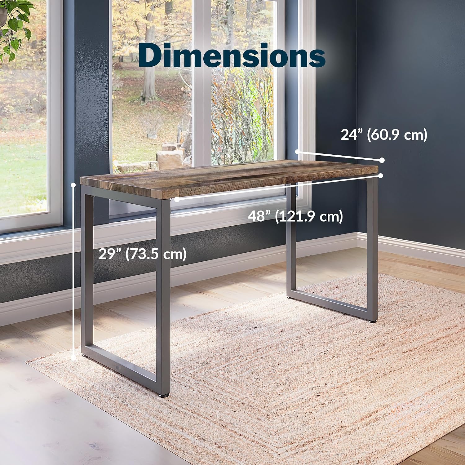 Vari Table 48x24 - Modern Computer Desk with Durable Laminate Finish and Slim Legs - Ideal for Gaming, Home, or Office - Stand-Alone Workstation or Corner Side Table - Reclaimed Wood