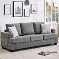 GarveeHome Modern 89 in 3-Seater Sofa for Living Room, Comfy Couches with Deep Seat, Chenille Couch with Cup Holders and Side Storage Pockets for Apartment Lounge, Grey