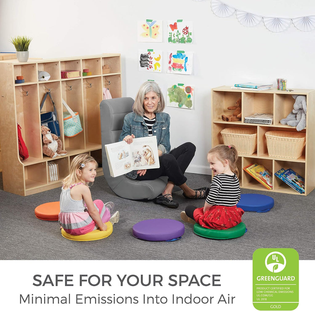 Factory Direct Partners Soft Ergonomic Horizontal Soft Floor Video Rocker - Cushioned Ground Chair Great for Reading, Gaming or Watching TV for Kids, Teens and Adults - Gray, 10489-GY