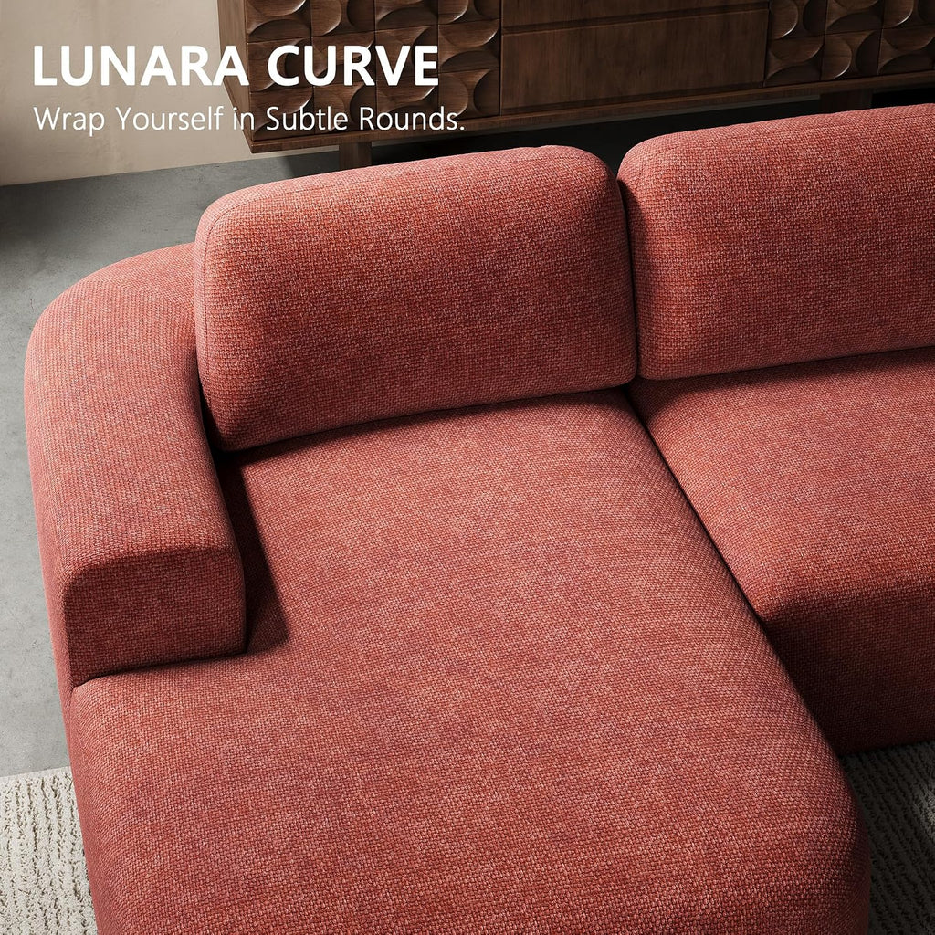 Dowinx 107'' Modular Sectional Sofa Couch with Chaise, No Assembly Required, Modern Woven-Textured Upholstery, Convertible L-Shaped Design for Living Room – Rust Brown