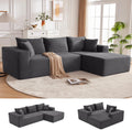 Mangodan 110' Cloud Sectional Couch, Boneless Sofa for Living Room, Modular Sectional Sofa with Deep Seat, Fluffy Couch with L-Shaped Chaise, No Assembly Required (Right-Facing Chaise, Dark Grey)
