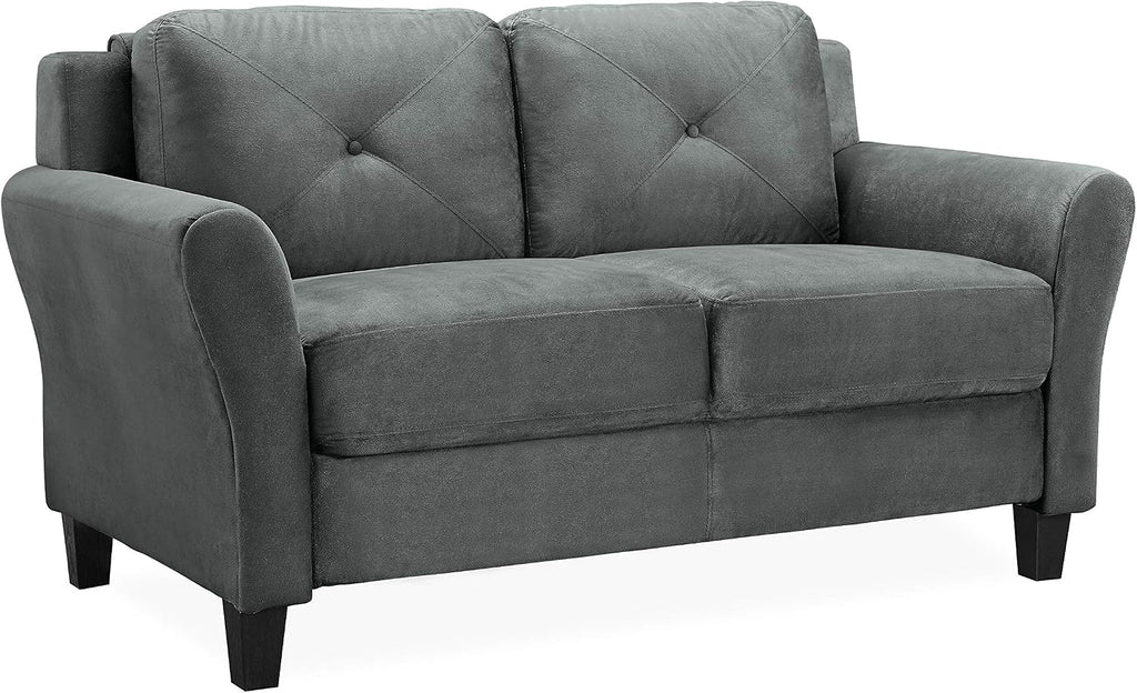 Studio Living Harrington 57.9' Loveseat, Transitional Modern, Pocket Coil Comfort, Easy Assembly, Microfiber Fabric, Dark Grey