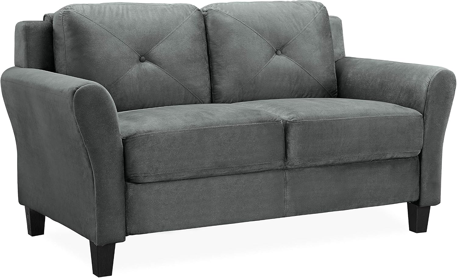 Studio Living Harrington 57.9' Loveseat, Transitional Modern, Pocket Coil Comfort, Easy Assembly, Microfiber Fabric, Dark Grey