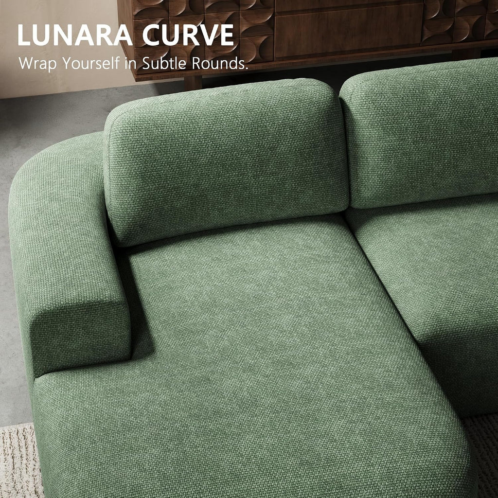 Dowinx 107'' Modular Sectional Sofa Couch with Chaise, No Assembly Required, Modern Woven-Textured Upholstery, Convertible L-Shaped Design for Living Room – Forest Green