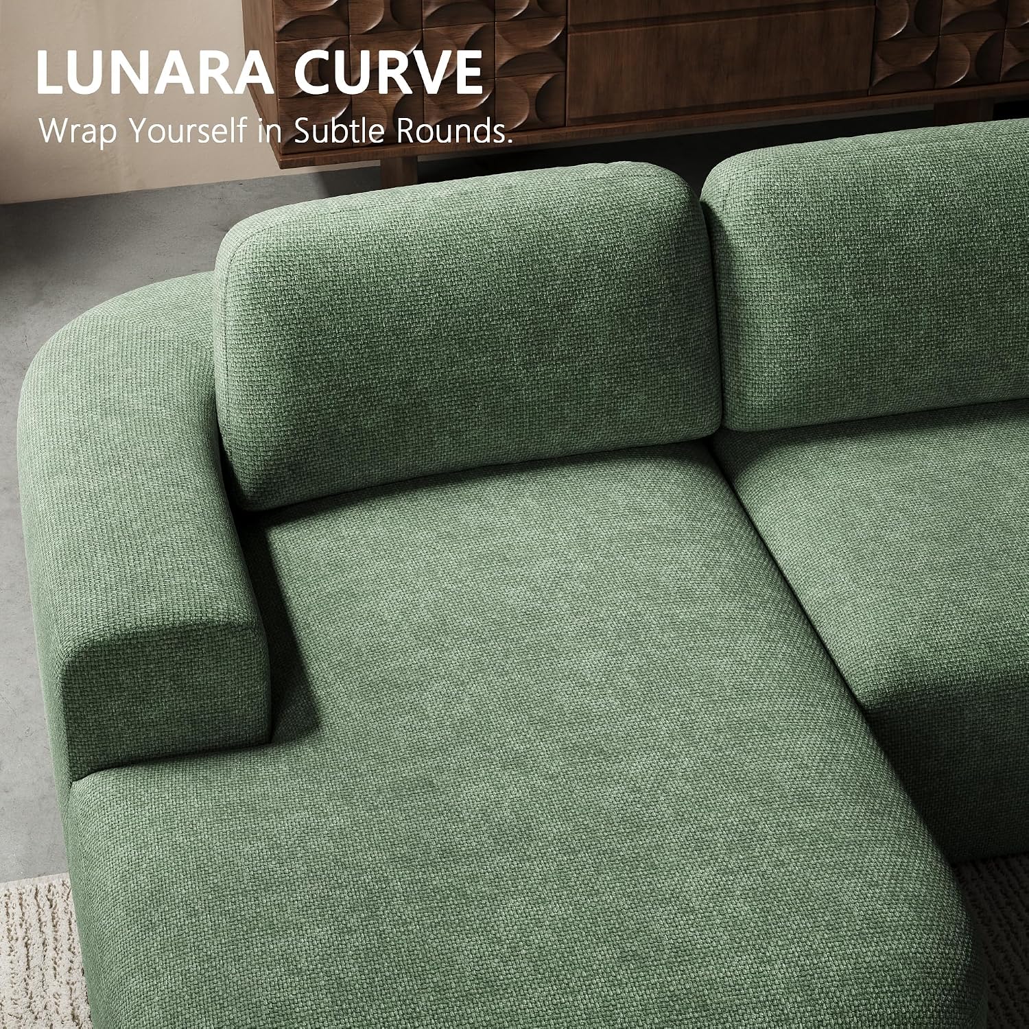 Dowinx 107'' Modular Sectional Sofa Couch with Chaise, No Assembly Required, Modern Woven-Textured Upholstery, Convertible L-Shaped Design for Living Room – Forest Green