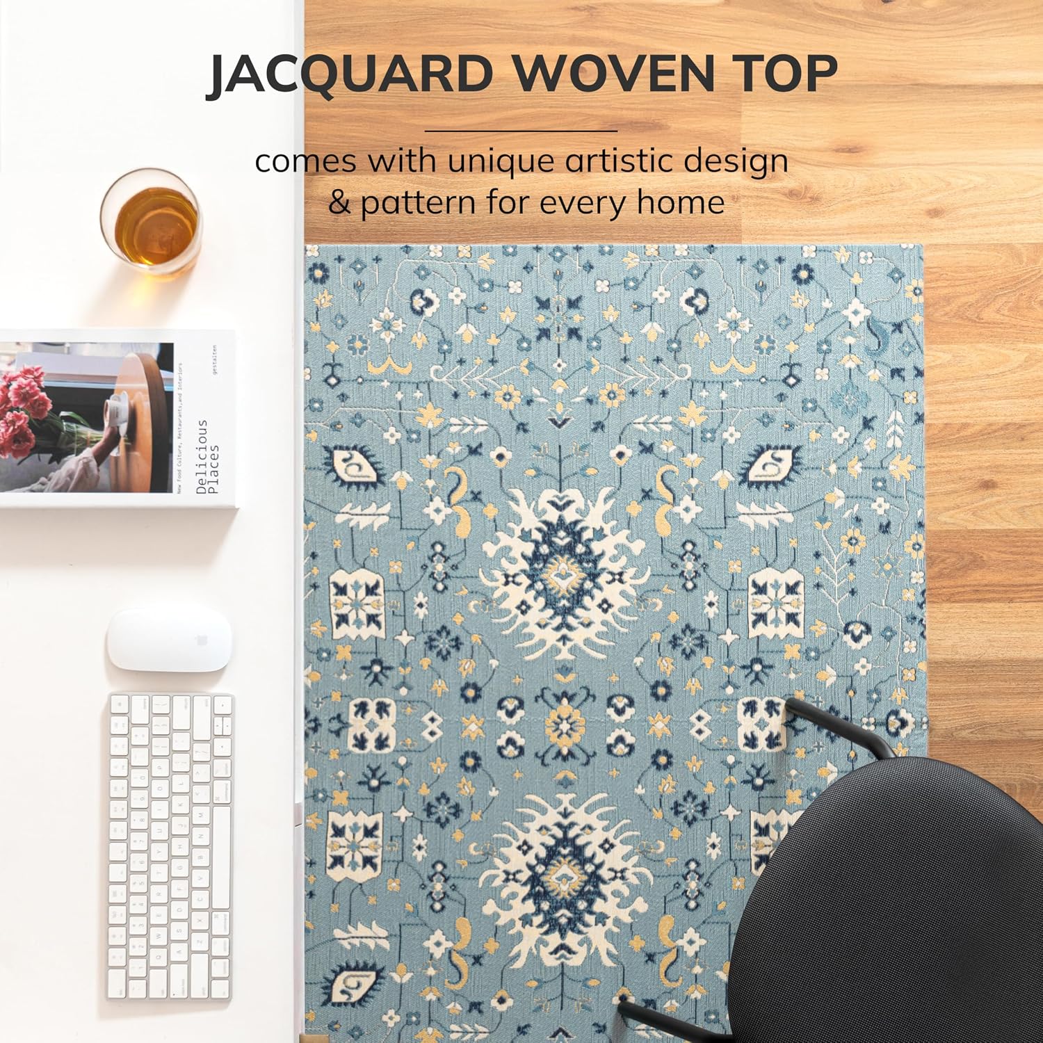 Anji Mountain Rug'd Office Chair Mat for Carpet & Hardwood Floor - Jacquard Woven, Anti-Slip Backing, Low Pile, Floor Protector Desk Chair Mat, Office Rugs for Rolling Chairs (Breeze - 36' x 48')