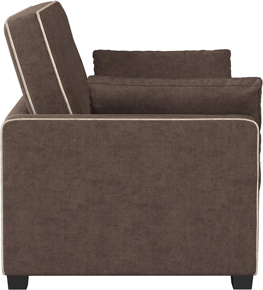 Serta Ainsley 72.6' Convertible Sleeper Sofa, Queen Size, Dreamcoil Comfort, Soft Woven Fabric, Java