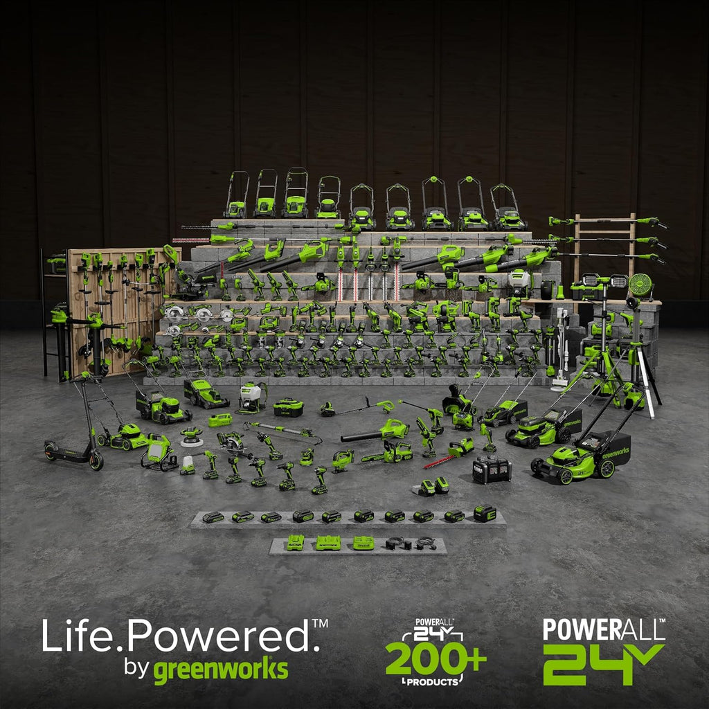 Greenworks 24V Brushless Cordless Compact 1/2 in. Drill/Driver Kit (Keyless Ratcheting Metal Chuck /530 in.-lbs. /21+1 Clutch Position/LED Light), 2×2Ah Battery and Fast Charger Included