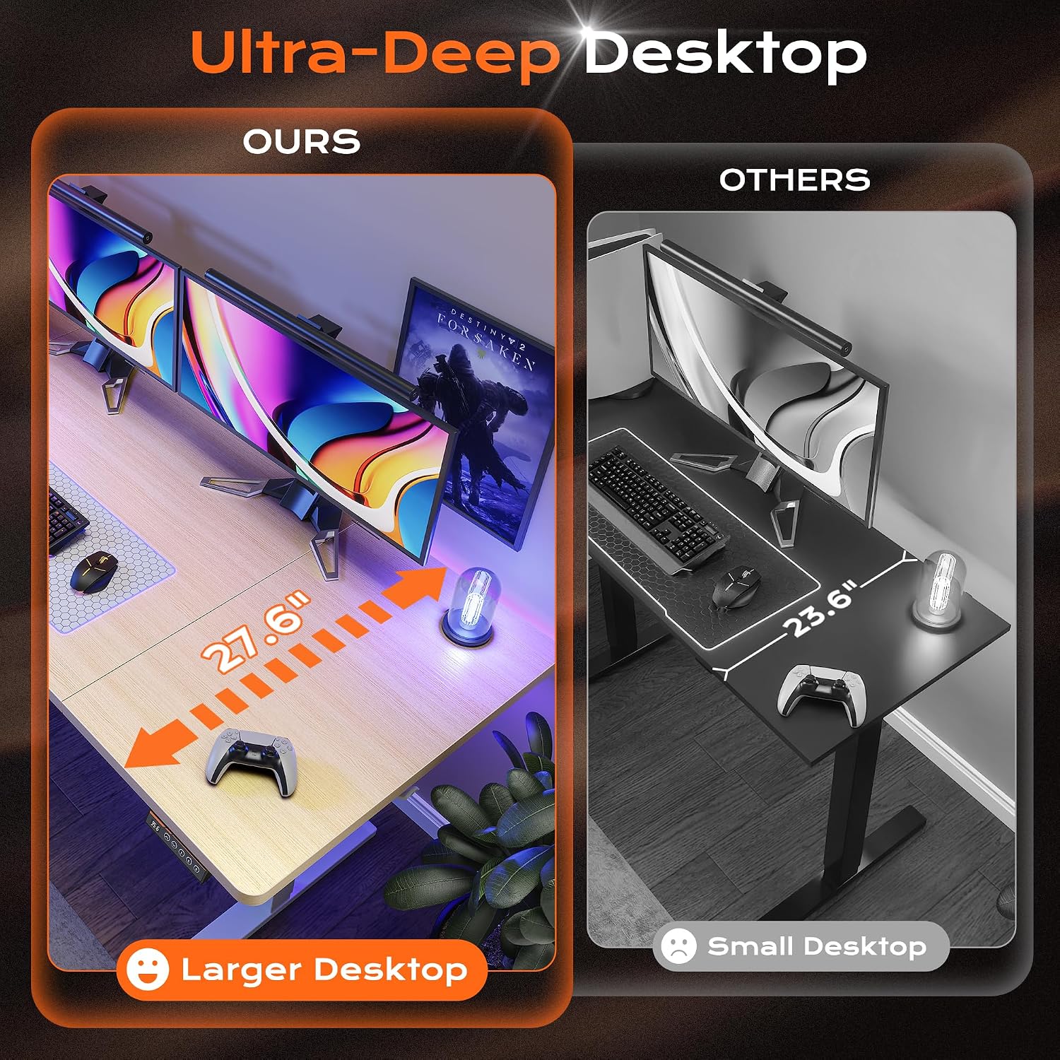 Huuger 63 x 28 Large Electric Standing Desk, Height Adjustable Computer Desk, 27.6' Deep Desktop, Stand up Gaming Office Table with 2 Hooks, 3 Preset Heights, for Home Office, Maple