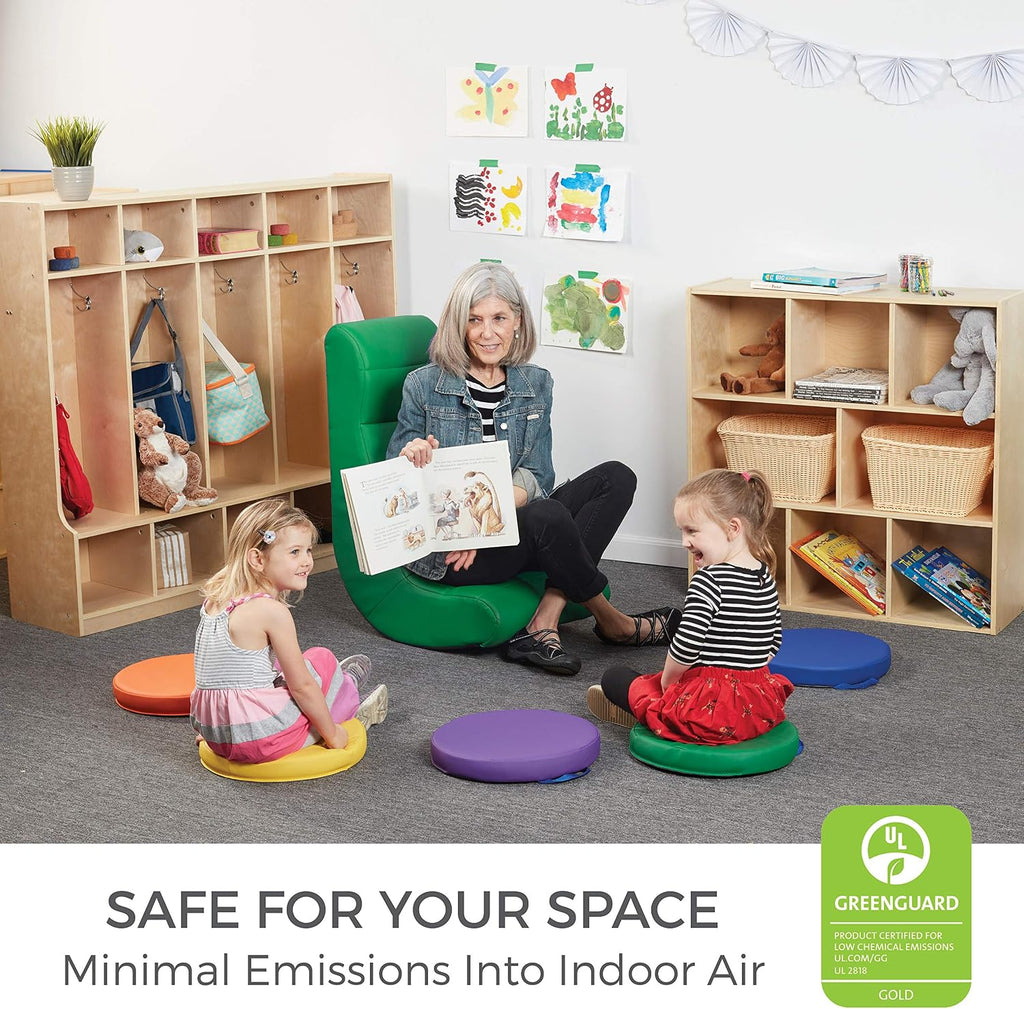 Factory Direct Partners Soft Ergonomic Horizontal Soft Floor Video Rocker - Cushioned Ground Chair Great for Reading, Gaming or Watching TV for Kids, Teens and Adults - Green, 10489-GN