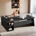 Tribesigns 78' L Shaped Desk with Drawers, Lage Office Desk with Storage Shelves, Modern Corner Computer Desk for Home Office (Gray and Black)