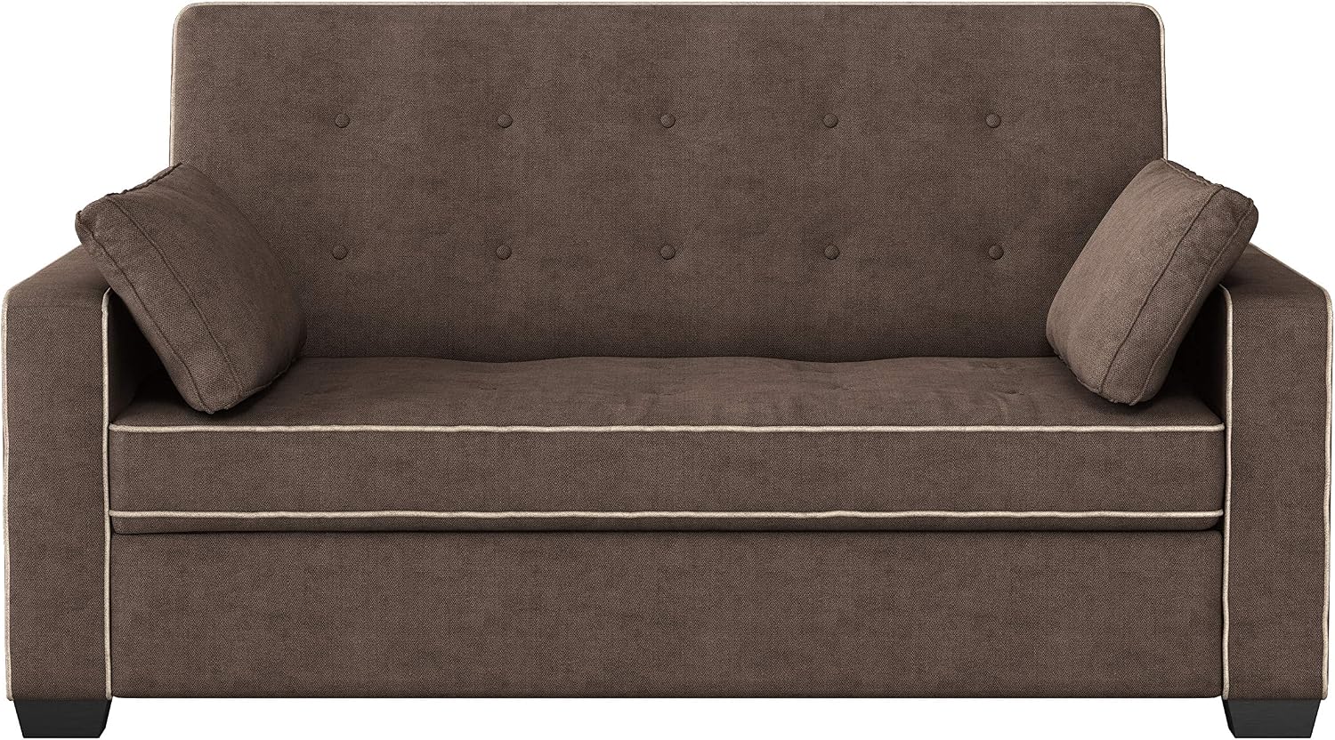 Serta Ainsley 72.6' Convertible Sleeper Sofa, Queen Size, Dreamcoil Comfort, Soft Woven Fabric, Java