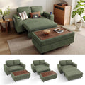 LINSY HOME Sectional Sleeper Sofa with Pull Out Couch Bed for Living Room (Green) | USB Charging, Storage Chaise, Storage Ottoman, Plush Corduroy, Pull Out Couch