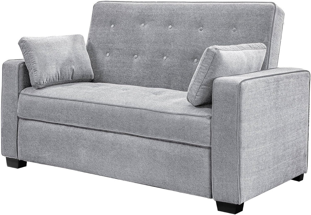 Serta Ainsley 72.6' Convertible Sleeper Sofa, Queen Size, Dreamcoil Comfort, Soft Woven Fabric, Light Grey