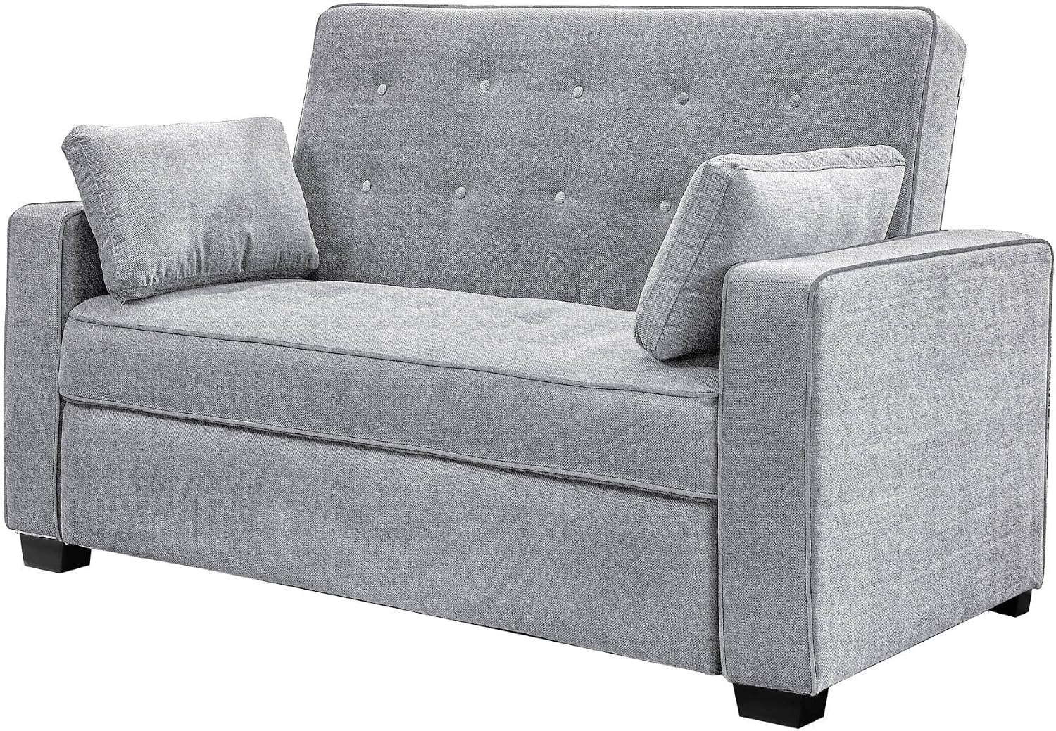 Serta Ainsley 72.6' Convertible Sleeper Sofa, Queen Size, Dreamcoil Comfort, Soft Woven Fabric, Light Grey