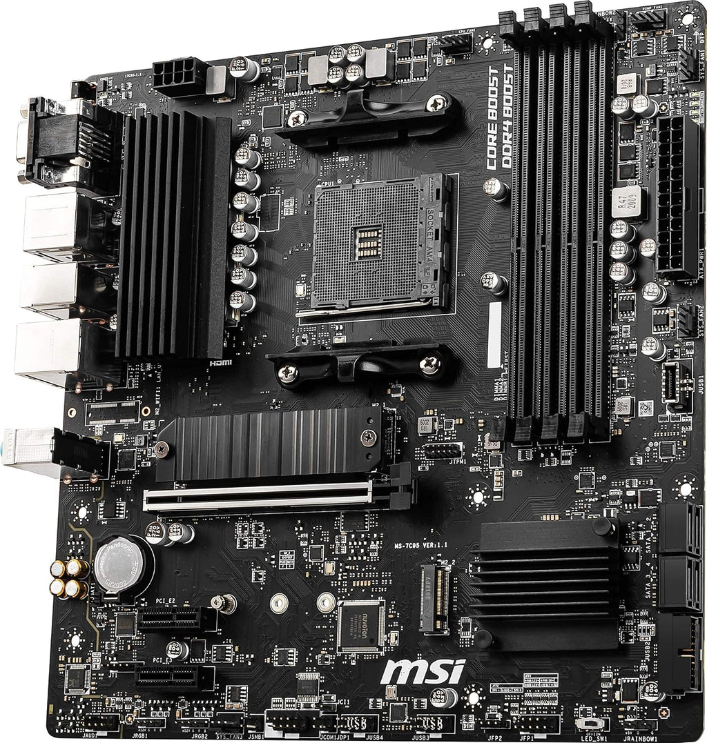 MSI B550M PRO-VDH ProSeries Motherboard (AMD Ryzen 5000, AM4, DDR4, PCIe 4.0, SATA 6Gb/s, M.2, USB 3.2 Gen 1, Wi-Fi, Bluetooth, D-SUB/HDMI/DP, Micro-ATX)