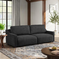 Serta Glendale 90.2' Queen Size Wall-Hugging Convertible Sofa, Dreamcoil Comfort, Chenille Fabric, Black