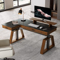 EUREKA ERGONOMIC Electric Standing Desk with Dual Drawers,63 Inches Height Adjustable L-Shaped Office Desk,Sit Stand Desk Executive Desk Computer Workstations with Monitor Stand,Left/Black