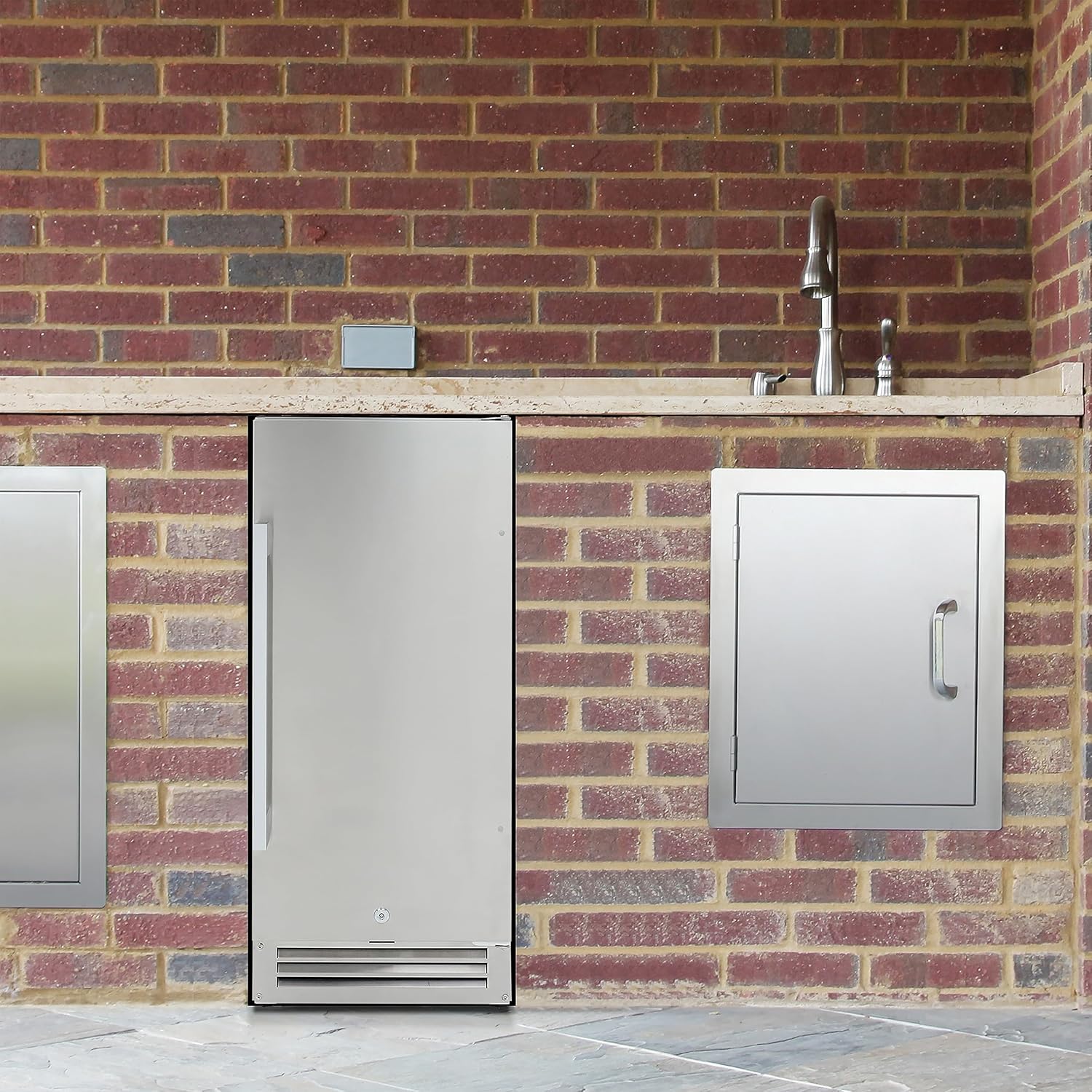 Beverage Refrigerator for Built-In or Freestanding and Indoor or Outdoor Use, Stainless Steel Construction with Reversible Door Drink Fridge Holds 96 Cans, 2.9-Cu.Ft., Metallic