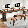 Tribesigns 78.74 Inches Extra Long Two-Person Desk, Double Computer Desk with Monitor Stand and Storage Shelves, Study Work Table for Home Office (Rustic Brown)