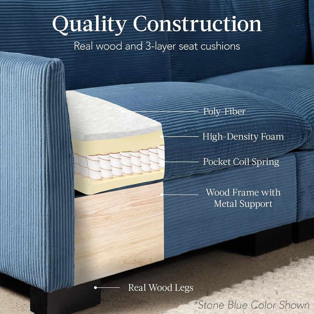 Best Choice Products Modern Loveseat Sofa for Living Room, Corduroy Recliner, Removable Cover, Spring Cushions, Solid Wood Frame, Easy Assembly for Small Spaces, 82in – Ivory