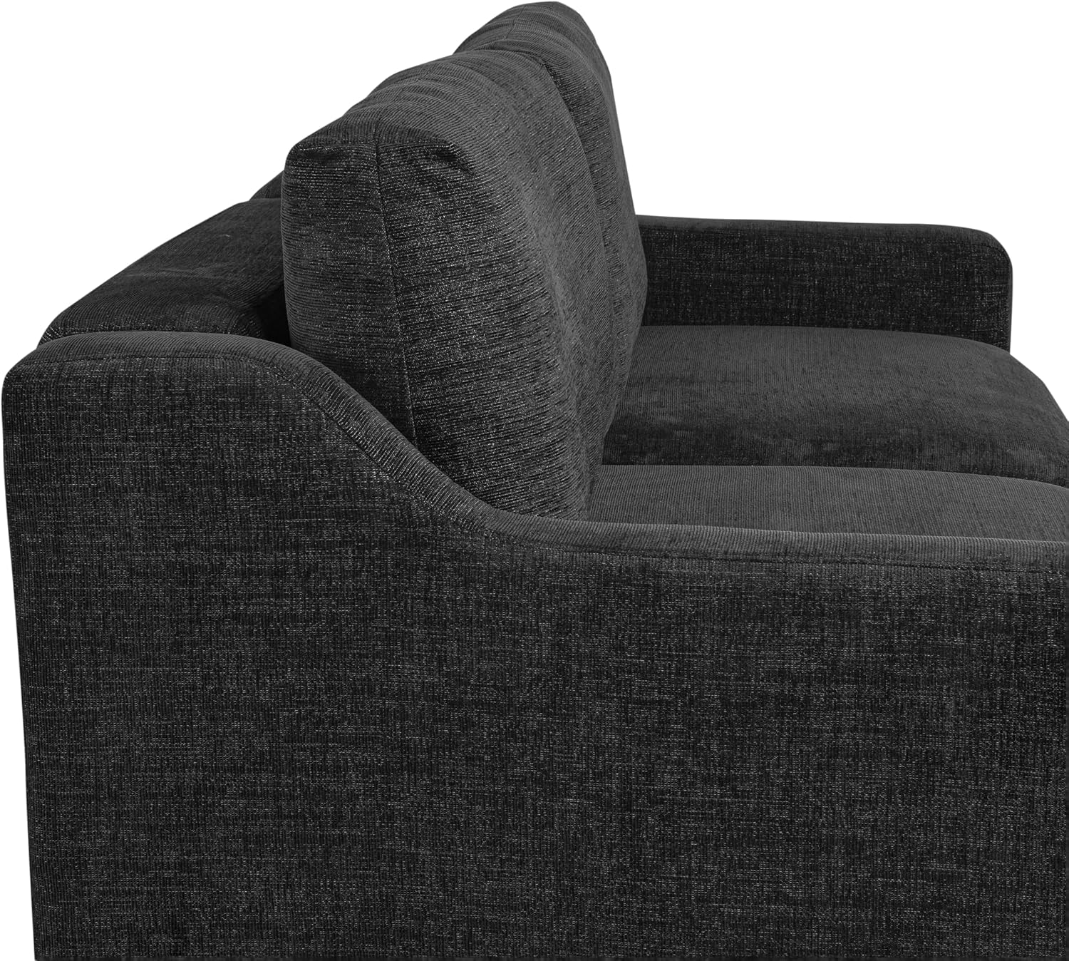 Serta Glendale 90.2' Queen Size Wall-Hugging Convertible Sofa, Dreamcoil Comfort, Chenille Fabric, Black