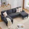 Korser 101' Sectional Couches for Living Room, U Shaped Sofa with Double Chaise Lounge, Modern Chenille Fabric 4-Seat Couch for Apartment/Small Space, Grey