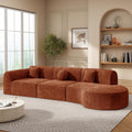 Merax 140' Curved Polyester Sectional Sofa Set, 7 Seat Modern Cloud Couch with Chaise Lounge,3 Pillows, Fully Assembled for Living Room, Orange