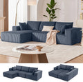 108' Modular Sectional Sofa, Cloud Sectional Couch with Deep Seat, Boneless Couches for Living Room Bedroom, Modern Modular L-Shape Sofa Couch with Chaise (Blue, Left Facing Chaise)