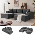 Mangodan 110' Cloud Sectional Couch, Modular Sectional Sofa with Deep Seat, Boneless Sofa for Living Room, Fluffy Comfy U-Shaped Couch with Left Facing Chaise, No Assembly Required, Grey