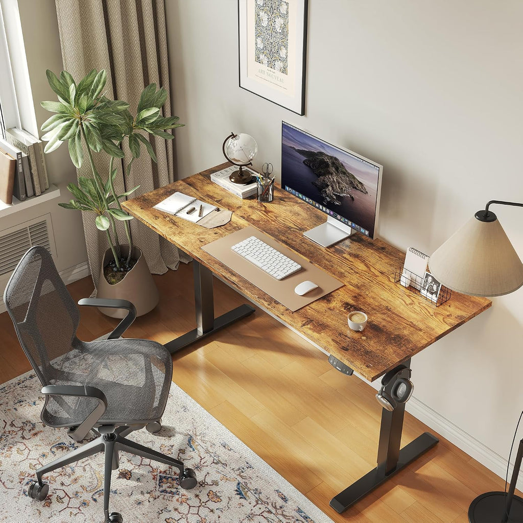 Agilestic Electric Standing Desk, 40 x 24 Inches Height Adjustable Desk, Sit Stand up for Work Office Home, Ergonomic Rising Computer Table with Memory Preset, Rustic Brown