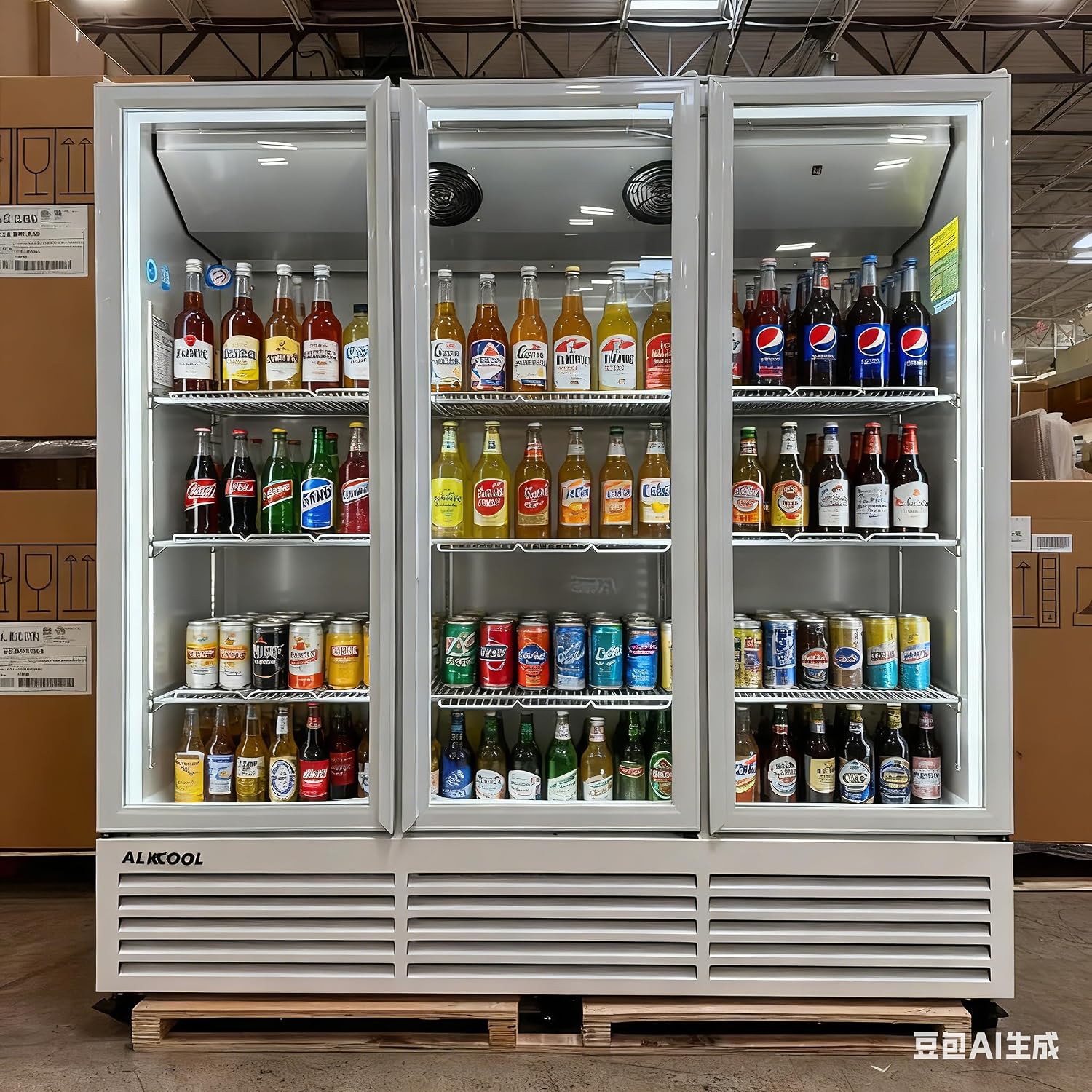 71' Wide Commercial Beverage Refrigerator Display Fridge, Three Glass Door Merchandiser Drink Cooler With LED Light 9 Adjustable Shelves,ETL Sanitation,64.5 Cu Ft,White,(Wheels Included)