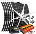 1120W Wind Solar Generator Kit with 1000W Inverter: 6pcs 120W Solar Panels &400W Wind Turbine &Charge Controllers &Accessory 12V 24V Battery Charger for Boat Cabin