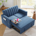Marsail 3-in-1 Convertible Sofa Bed, 54' Sleeper Sofa with Solid Wood Side Table & Frame, Pull-Out Couch with USB Ports & Side Pockets, Loveseat Sofa with Adjustable Backrest, Blue